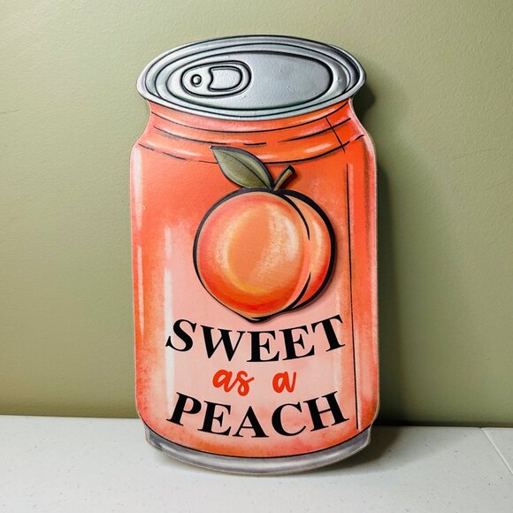 Sweet As A Peach Wall Plaque Sign Home Decoration with Metal accents Wall Sign - Picture 1 of 11